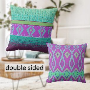 Double sided colorful pattern boho Throw Pillow