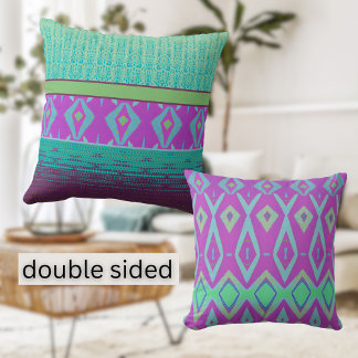 Double sided colourful pattern boho Throw Pillow