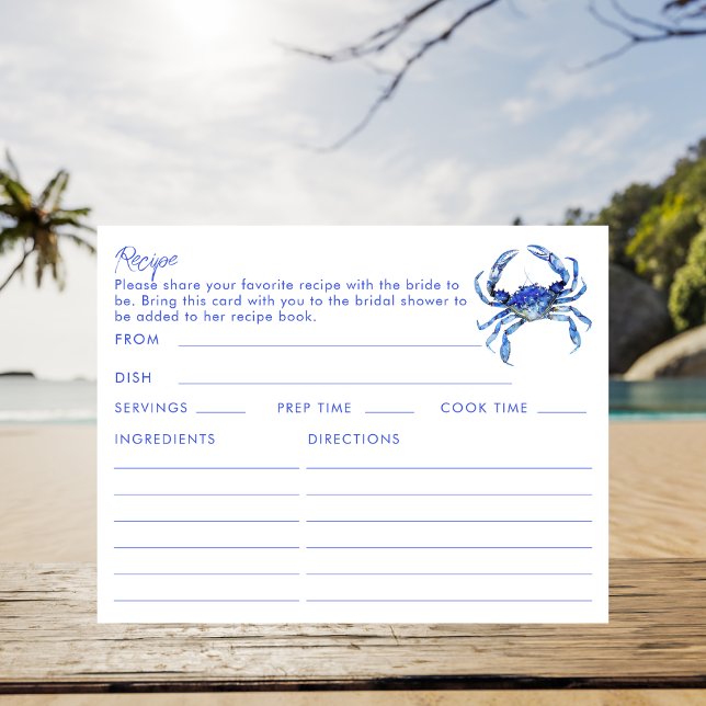 Double Sided Crab Seafood Beach Themed Recipe Card (Creator Uploaded)