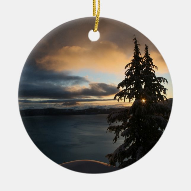 Double-Sided Crater Lake in Winter Ornament (Front)
