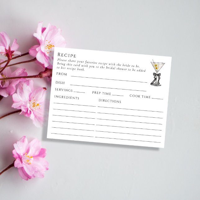 Double Sided Dirty Martini Themed Recipe Card (Creator Uploaded)