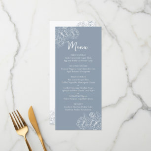 Double-Sided Dusty Blue Boho Floral Wedding Drink+ Menu