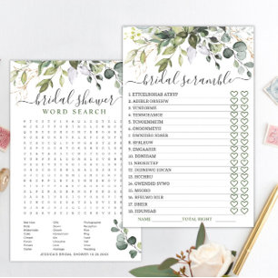 DOUBLE SIDED Elegant Eucalyptus Bridal Shower Game