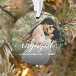 Double sided Engaged couple Photo Custom Ornament