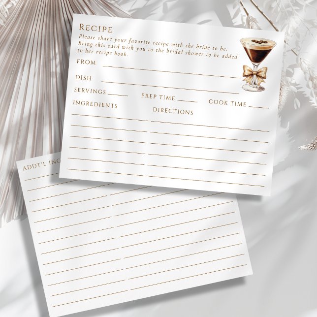 Double Sided Espresso Martini Themed Recipe Card (Creator Uploaded)