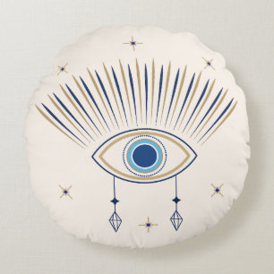 Double Sided Evil Eye Round Cushion