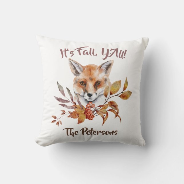 Double-sided Fall theme fox and foliage custom Cushion (Front)