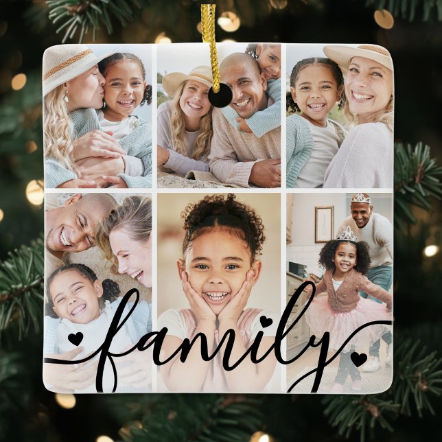 Double Sided Family Photo Collage Ceramic Ornament (Double Sided Family Photo Collage Ceramic Ornament )