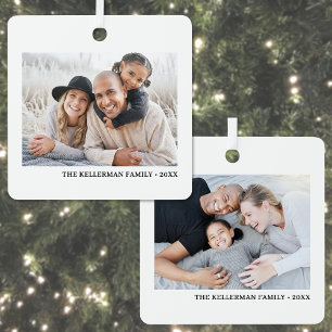 Double Sided Family Two Photo Christmas Metal Tree Decoration