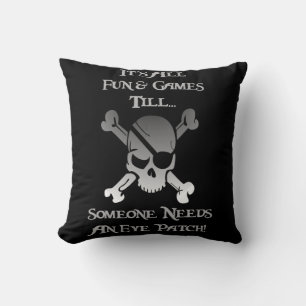 Double Sided Fun Pirate Skull and Quote Cushion
