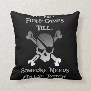 Double Sided Fun Pirate Skull and Quote Cushion