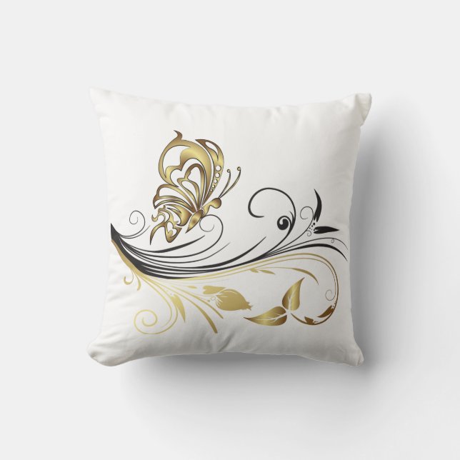 Double Sided Gold Butterfly American MoJo Pillow (Front)