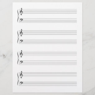Double-Sided Grand Staffs Music Manuscript Paper Custom Letterhead