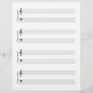 Double-Sided Grand Staffs Music Manuscript Paper Custom Letterhead