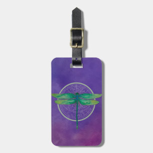 Double Sided Green Dragonfly Luggage Tag