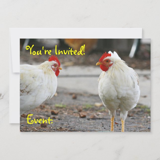 Double Sided Invitation, Rooster Invitation (Front)