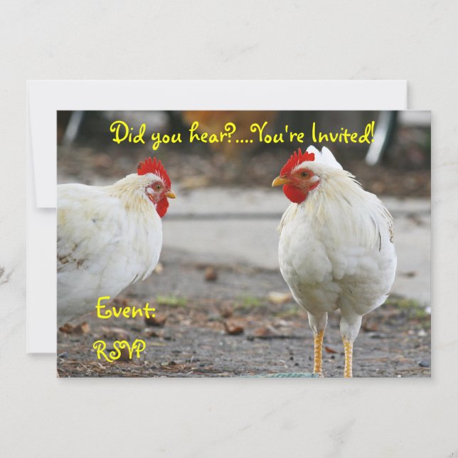 Double Sided Invitation, Rooster Invitation (Front)