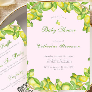 Double Sided Lemon Girl Baby Shower Invitation