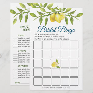 DOUBLE SIDED Lemon & Greenery Bridal Shower Game