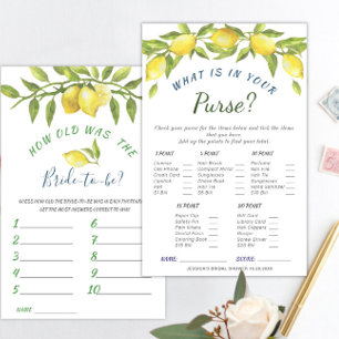 DOUBLE SIDED Lemons & Greenery Bridal Shower Game