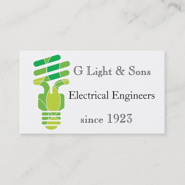 Double sided Light Bulb themed business card (Front)