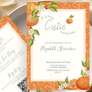 Double Sided Little Cutie Baby Shower Invitation