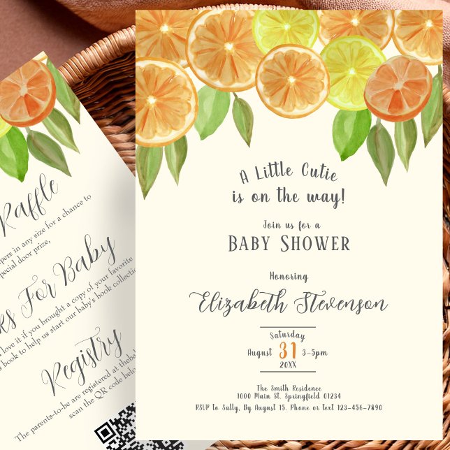 Double Sided Little Cutie Baby Shower Invitation (Creator Uploaded)