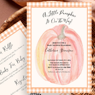 Double Sided Little Pumpkin Baby Shower Invitation