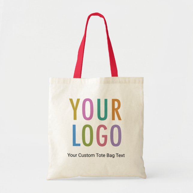 Double Sided Logo Canvas Tote Bag with Red Handle (Front)