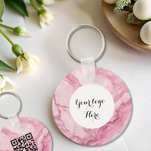 Double sided Logo QR Code keychain