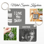 Double sided love daddy add name white grey photo key ring<br><div class="desc">Double sided key chain,  key ring gift idea.
Replace the photo on the back and the name.
A black and white filter has been used,  which will automatically change your colour photo.
I love you daddy.
Grey and white.</div>