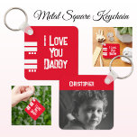 Double sided love daddy add name white red photo key ring<br><div class="desc">Double sided key chain,  key ring gift idea.
Replace the photo on the back and the name.
A black and white filter has been used,  which will automatically change your colour photo.
I love you daddy.
Red and white.</div>