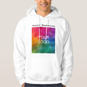 Double Sided Men's White Hoodie Business Logo