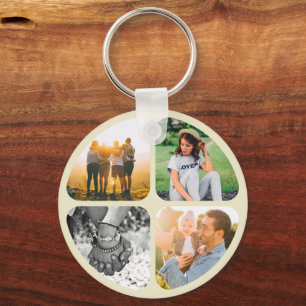Double Sided Metal 8 Photos Circle Keychain