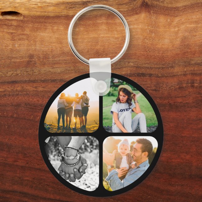 Double Sided Metal 8 Photos Circle Keychain (Front)