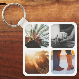 Double Sided Metal 8 Photos Square Keychain