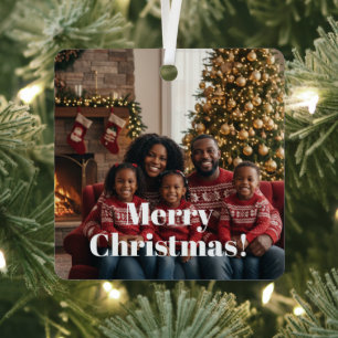 Double sided metal photo ornament for Christmas