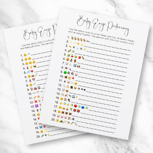 Double Sided Modern Emoji Baby Shower Game Card