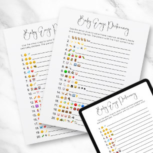 Double Sided Modern Emoji Baby Shower Game Invitation
