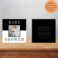 Double sided modern minimal photo baby shower