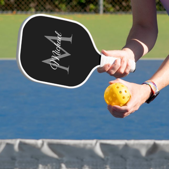 Double Sided Monogram Name Elegant Design Template Pickleball Paddle (Insitu)