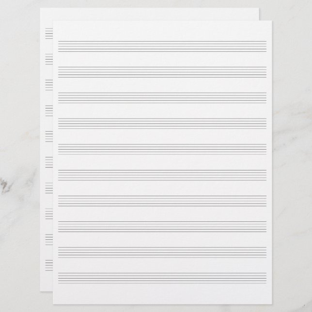 Double-Sided Music Manuscript Staff Blank Paper Custom Letterhead (Front/Back)