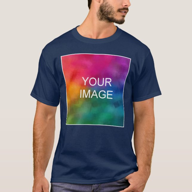Double Sided Navy Blue Add Your Image Logo Men's T-Shirt (Front)
