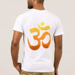Double Sided Om Mantra Gold Sun Meditation Yoga T-Shirt<br><div class="desc">Double Sided Om Mantra Gold Sun Meditation Yoga Yellow Orange Inspirational Fitness Symbol Asana Relax Sunrise Elegant Template Men's Bella Canvas Basic White T-Shirt.</div>