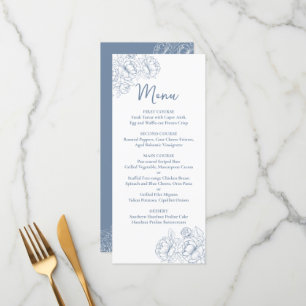 Double-Sided Periwinkle Boho Floral Wedding Drink+ Menu