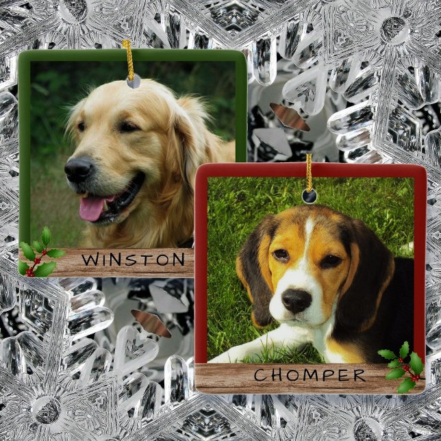 Double Sided Pet Photos Names Ceramic Ornament (Creator Uploaded)