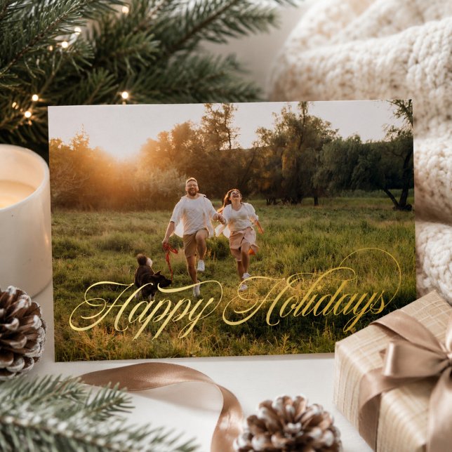 Double Sided Photo Gold Script Happy Holidays  (Creator Uploaded)