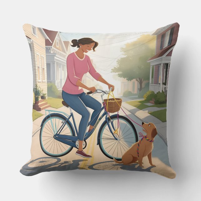 Double-Sided Pillow: Mother & Dog Ride Cushion (Front)