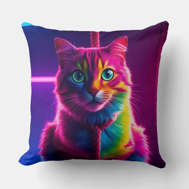 Double-Sided Pillow: Radiant Hanging Cat Cushion (Front)