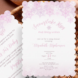 Double Sided Pink Snowflake Baby Shower Invitation